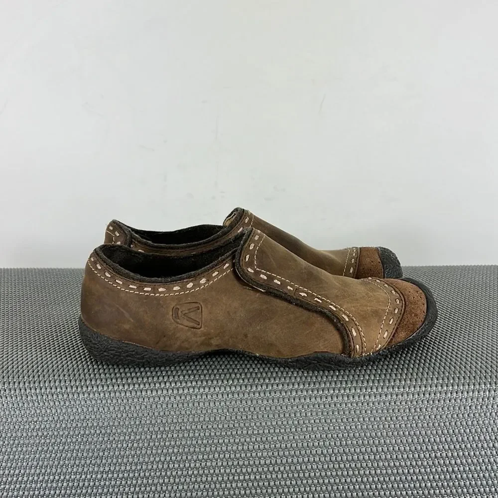 Keen brown leather fleece lined minimalist slip on athletic shoes women’s 7.5